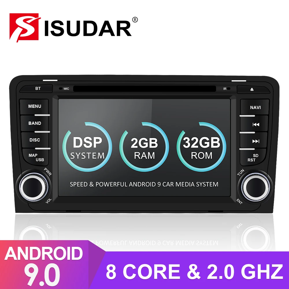 

Isudar 2 Din Auto Radio Android 9 For Audi/A3/S3 2002-2013 CANBUS Car Multimedia Video DVD GPS Octa Core ROM 32G USB DVR DSP DSP