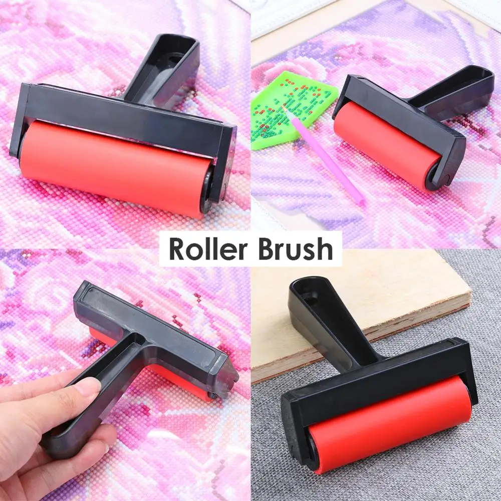 

Wood Handle Rubber Roller Brush DIY Diamond Painting Brushing Craft Tools Paint Tools Brush Background Wall Tool