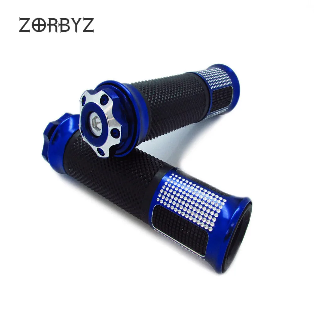 ZORBYZ мотоцикл 1 пара 7/" Алюминий ПВХ резиновые рукоятки рукоятка управления дроссельной заслонкой на руле ручки для Harley Yamaha Honda Kawasaki - Цвет: Blue