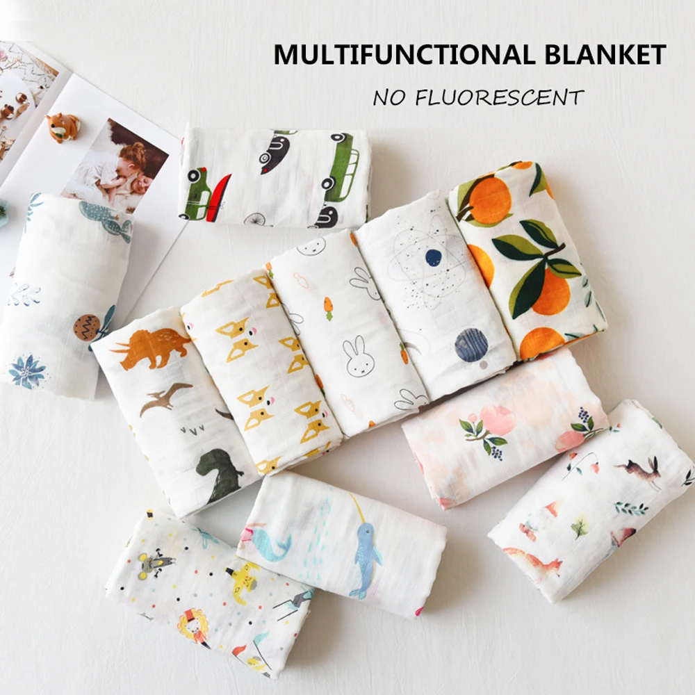 Comprar 70% cuadrados de muselina de bambú manta de bebé de algodón muselina Swaddle bebé Multi uso gran pañal para recién nacidos manta infantil 2 capas de envoltura