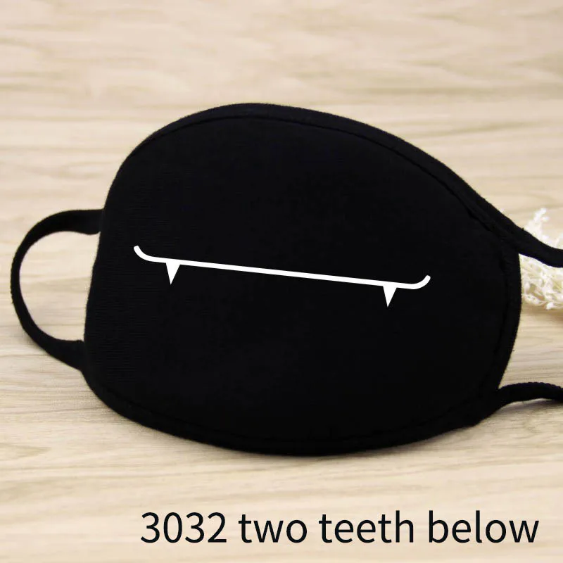 3032 two teeth below Милая мультяшная забавная маска для лица унисекс сохраняющая тепло черная утолщенная маска для рта Lucky Bear для женщин и мужчин мягкая противопротивотуманная Пылезащитная маска - Цвет: 3032 two teeth below