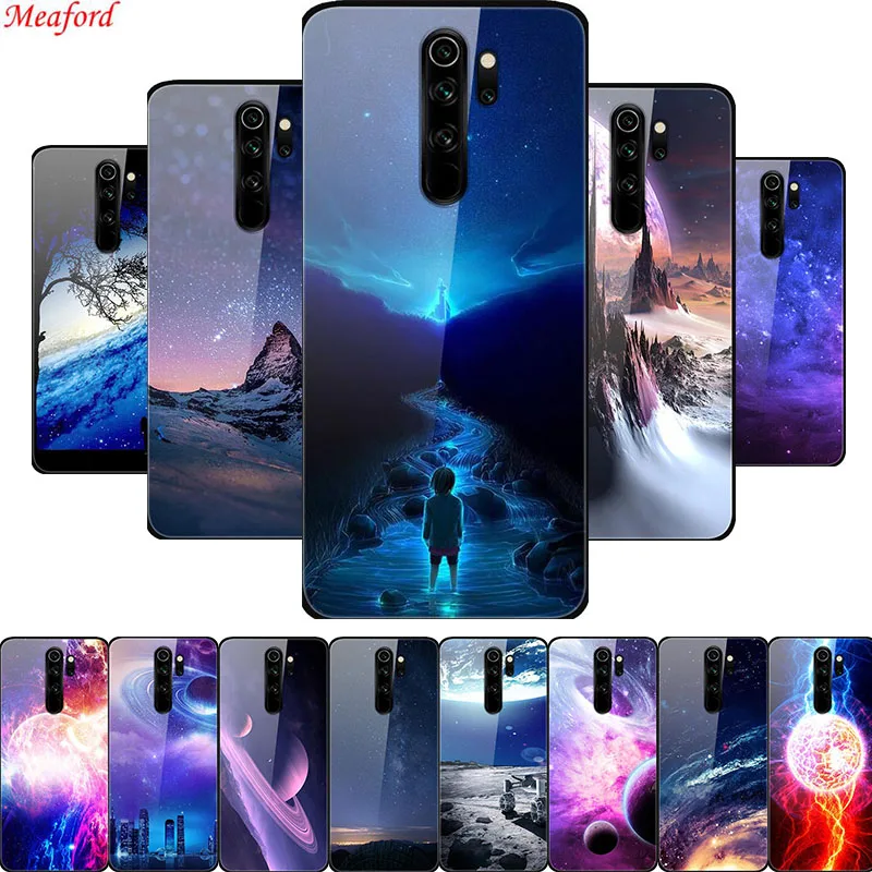 

Luxury Glass Case For Xiaomi Redmi Note 8 Pro Case 6.53" Hard Back Cover Case For Xiaomi Redmi Note 8 Pro Case Note8 Soft Bumper
