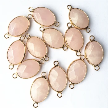 

Fashion Natural Stone Roses Quartz Connectors Gold Plating Metal for Jewelry Making Charm Pendants Bracelet 12pcs Wholesale Lots