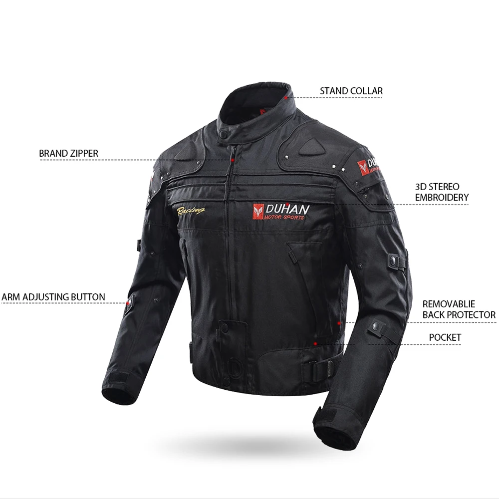 DUHAN Motorcycle Jacket Men Jaqueta Motociclista Motorbike Riding Jacket Autumn Winter Moto Motocross Clothing Black