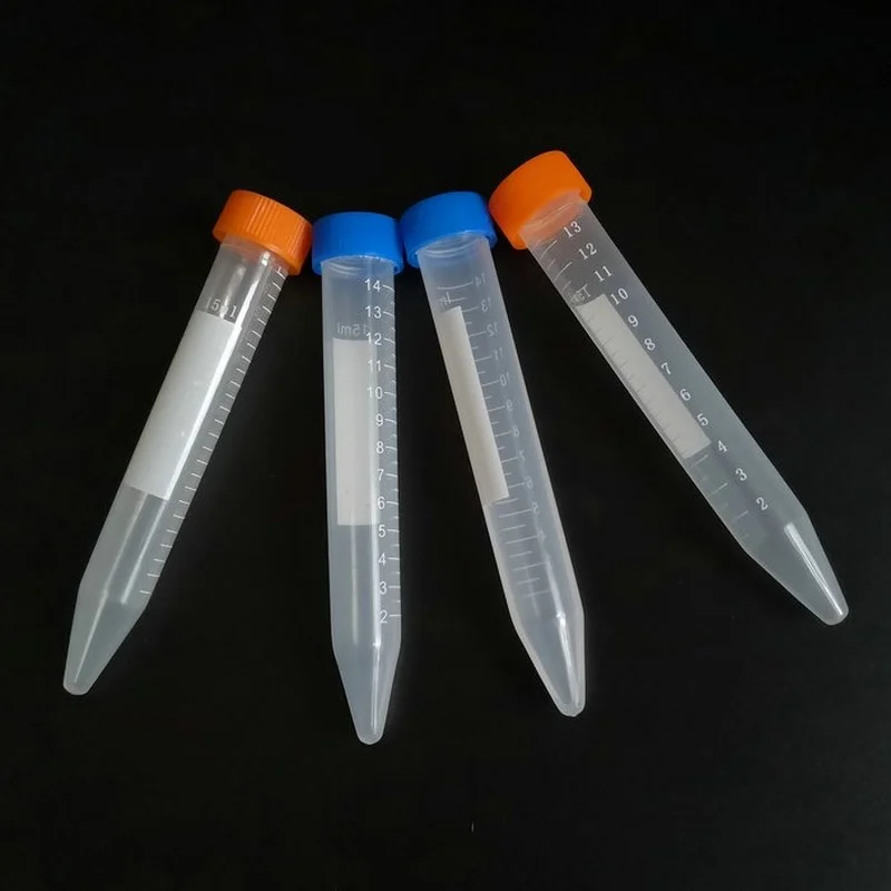 100Pcs/Pack 15ml Conical Bottom Plastic Centrifuge Tubes With Graduated Marks, Scrow Cap