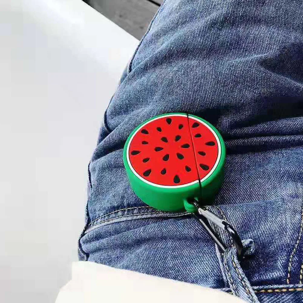 Чехол для наушников с объемным рисунком арбуза для Apple Airpods 2, мягкий силиконовый защитный чехол для наушников с Bluetooth, чехол для Airpods