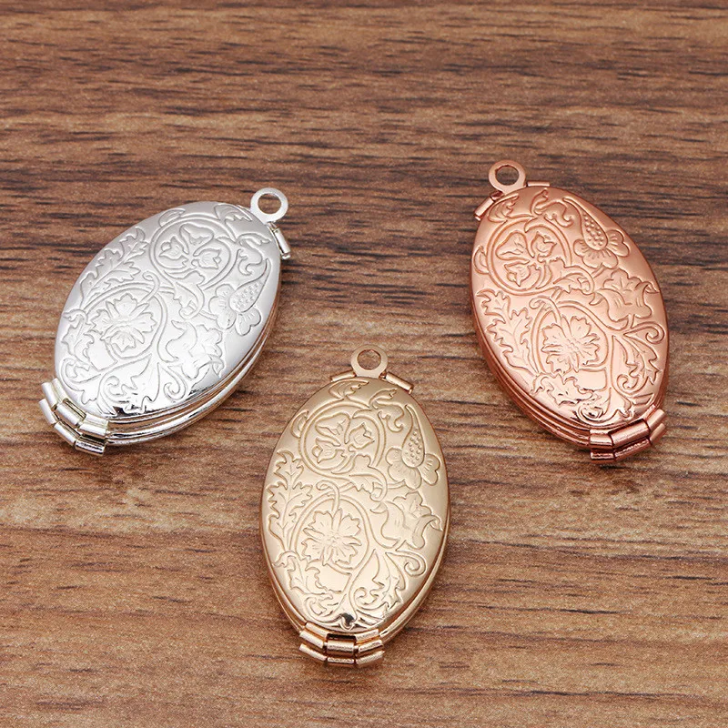 5 Pcs/lot 23*33*9mm Metal Brass Locket Pendant Can Open Oval Locket