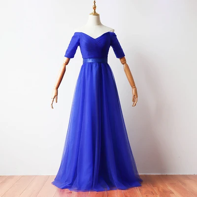 Королевское синее платье подружки невесты, свадебное платье для женщин фиолетового размера плюс, платье из тюля с v-образным вырезом, длинное платье в пол, черное платье