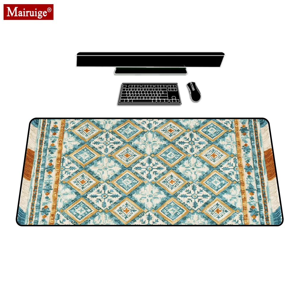 

Vintage Persian Rug Blue Mouse Pad XXL Gamer Desk Mat Large Keyboard Pad Bohemian Padmouse Gaming MousePad 90x40cm/70x30cm
