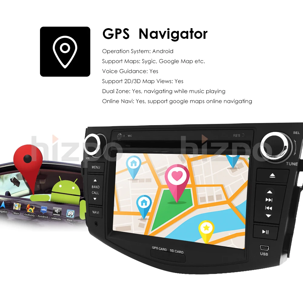 Discount 2006-2012 1024*600 HD Screen 2Din Android 9.0 4QuadCore 2+16 Car DVD for Toyota RAV4 Audio Video Stereo GPS Radio RDS 4G Wifi SD 19