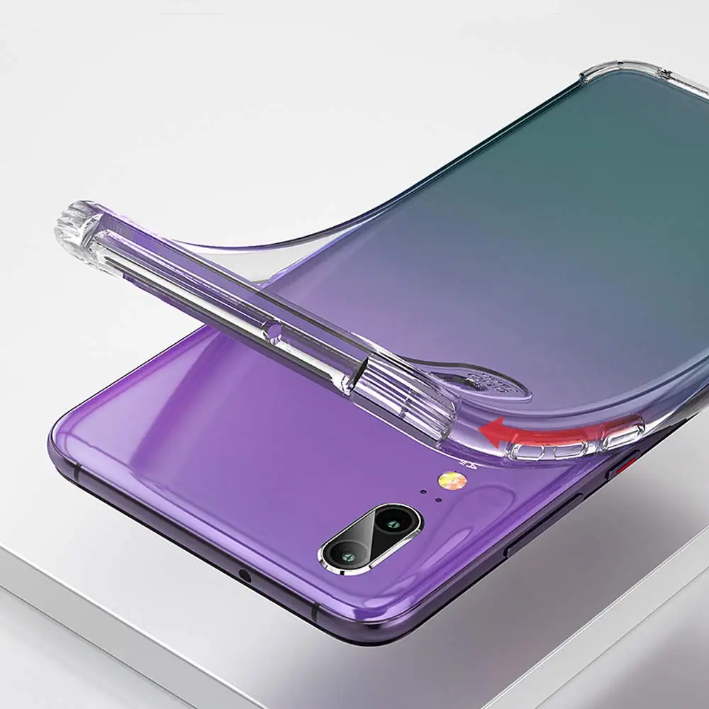 Чехол для huawei P20, амортизационный бампер, HD прозрачный