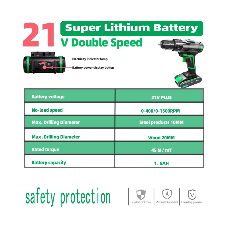 Goede 21V Nieuwe Stijl Klopboormachine Elektrische Schroevendraaier Elektrische Handboor Batterij Draadloze Hamer Boor Thuis Diy Power Tools + geweven Zak