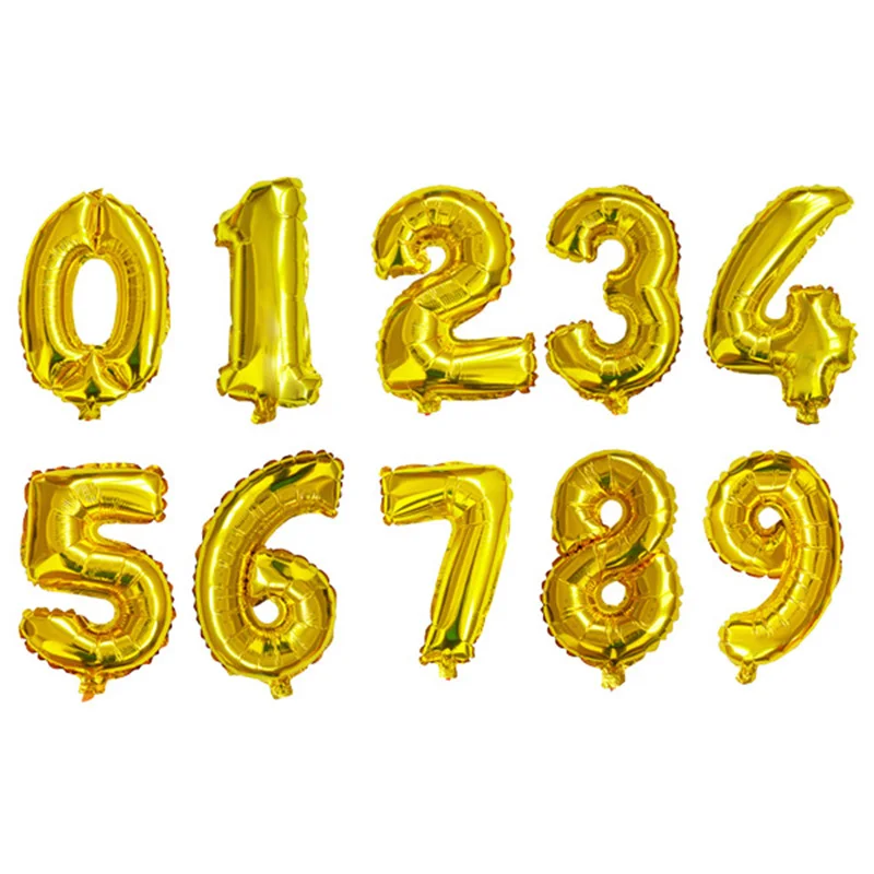 32 ''16'' шар из фольги золотого, серебряного, голубого, розового цветов шарики в форме цифр Globos украшение на день рождения для детей - Цвет: Золотой