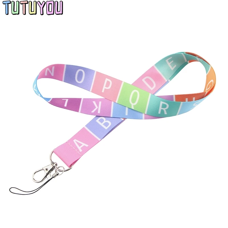 PC500 20 шт./лот 26 Английских Букв Lanyards Id Бейдж держатель Брелок ID Card Pass тренажерный зал мобильный бейдж держатель ремешок