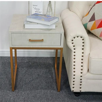 

Simple Bedside Table Cabinet Bedroom Locker FCH Leather Drawer Cabinet Beige