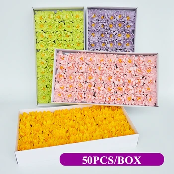 

50Pcs/Set Artificial Flowers Asters Soap Flower Head Romantic Wedding Valentine's Day Gift Wedding Banquet Home Decoration