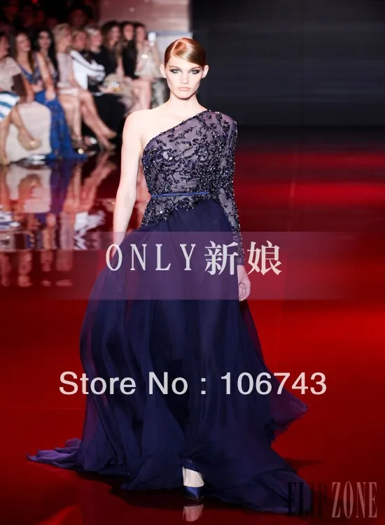 

free shipping vestidos Formal sexy backless one long sleeve style Elegant party prom gown Celebrity mother of the bride Dresses