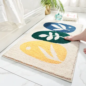 

Non-slip Jacquard Floor Mat Home Rug Foot Pad Toilet Bathroom Absorbent Pad Rectangle Carpet