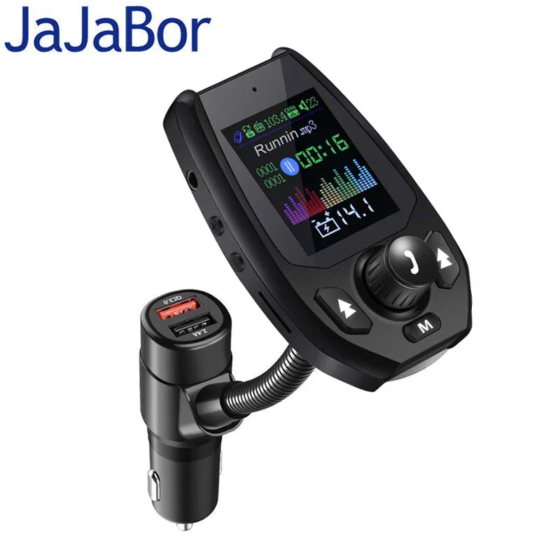 JaJaBor Bluetooth 5 0 автомобильный комплект Handsfree FM передатчик AUX Автомобильный MP3 плеер