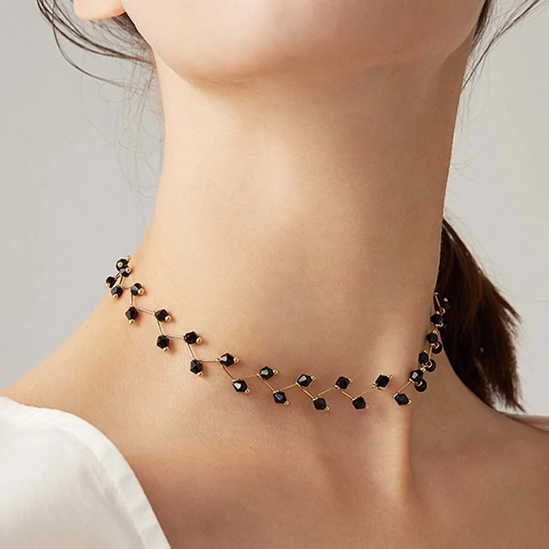 Tocona Korea Black Bead Choker Necklace 