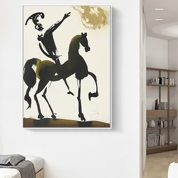

Salvador Dali Abstract Equestrian Warrior Oil Painting on Canvas Posters and Prints Cuadros Wall Art Pictures For Living Room