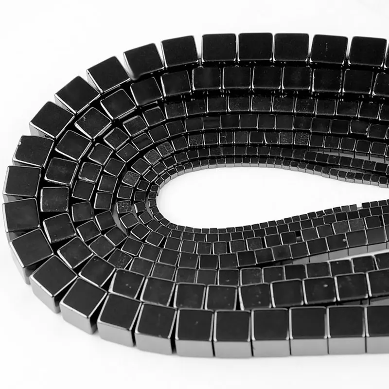 Natural Beads Black Hematite Cube Beads For Jewelry Making 15