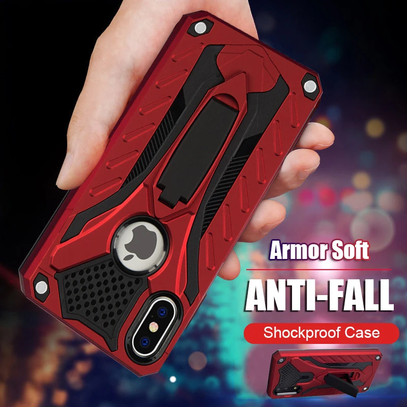 

Luxury Shockproof Armor Case Cover On The For IPhone 8 7 6 6s Plus XR XS Max X Bumper Case For IPhone 8 7 6 6s Soft Back Case