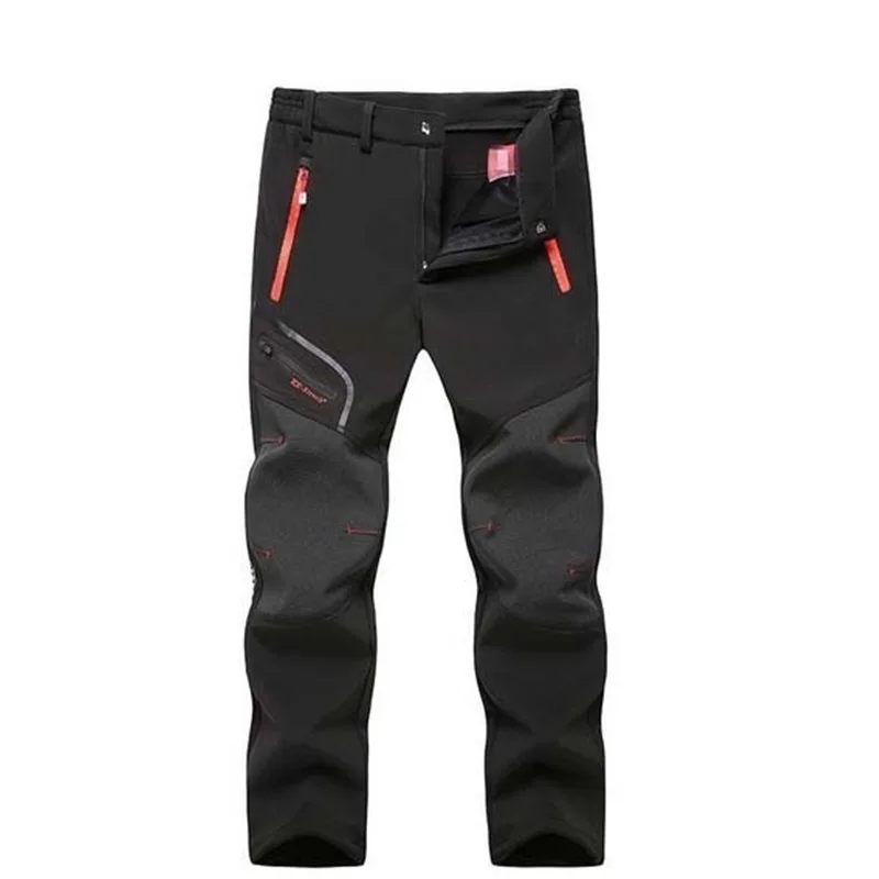 Зимние мужские брюки-карго с эластичной резинкой на талии, флисовые брюки для путешествий, водонепроницаемые ветронепроницаемые теплые мужские и женские уличные брюки - Цвет: navy