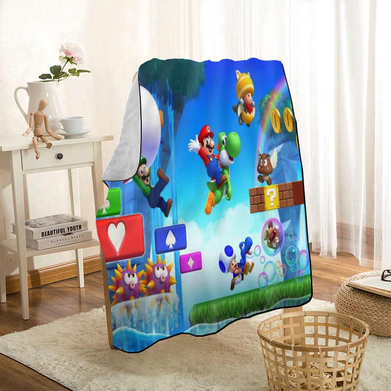 Пользовательские Супер Марио мультфильм пледы одеяло одеяла на заказ для дивана/кровати/автомобиля портативный 3D одеяло для детей домашний текстиль
