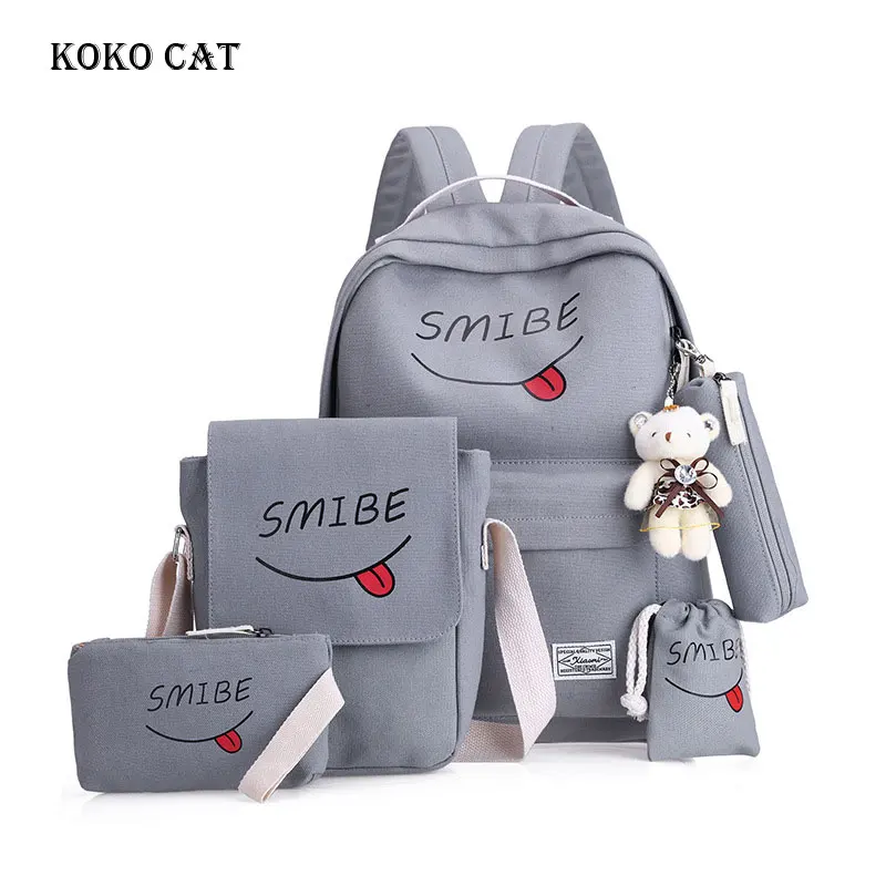 

Women School Backpack Set Canvas Teenager Girls Schoolbag Travel Storage Bag Student Leisure Backpacks Bolsas Mochilas Sac A Dos