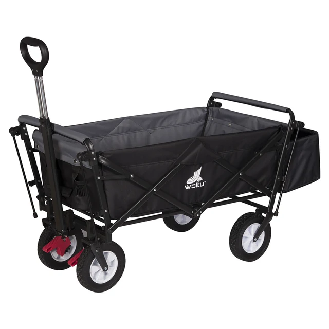 120X51X93Cm Összecsukható Kerti Kocsi Tetőkerékkel Fékszállítás Fém Acél Terhelése Akár 80 Kg -Ig. - Image 2