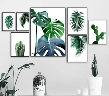 

Tropical Leaves Fresh Green Cactus Wall Art Canvas Painting Plants Nordic Posters And Prints Wall Pictures For Living Room