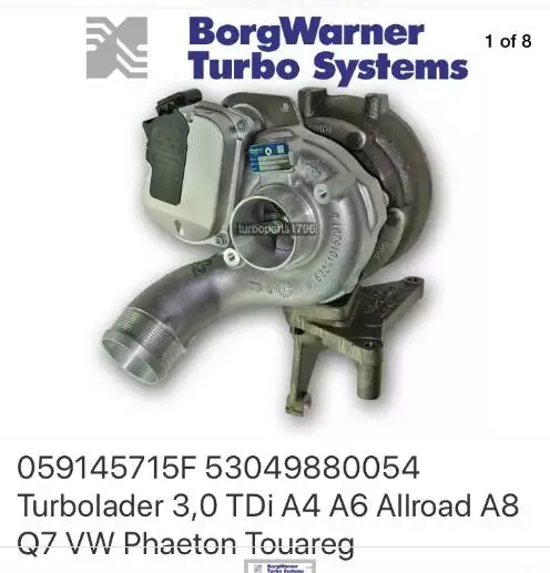 Турбокомпрессор Для BorgWarner-Audi Q7 3,0 T 059145715F 53049880054 1 заказ
