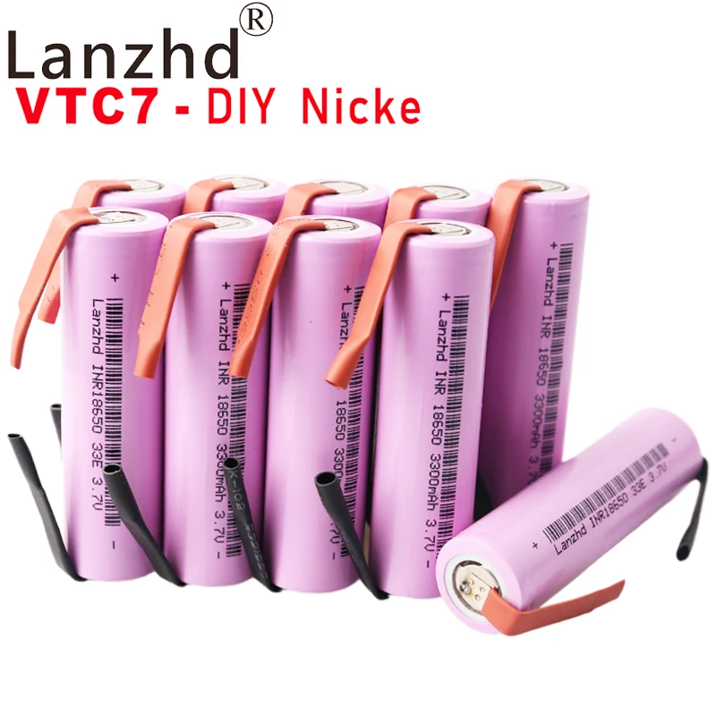 10pcs 18650 battery lithium Li ion 3.7v batteries For samsung 33E 3300mAh VTC7 +DIY Nickel 100% Original brand | Электроника