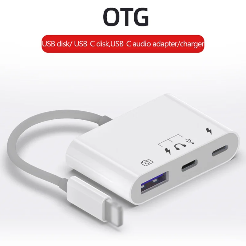 OTG USB Adapter for Lightning to type c U disk charger camera headphone mouse data transfer for iPhone 7 8 11 12 X XS pro ios 14