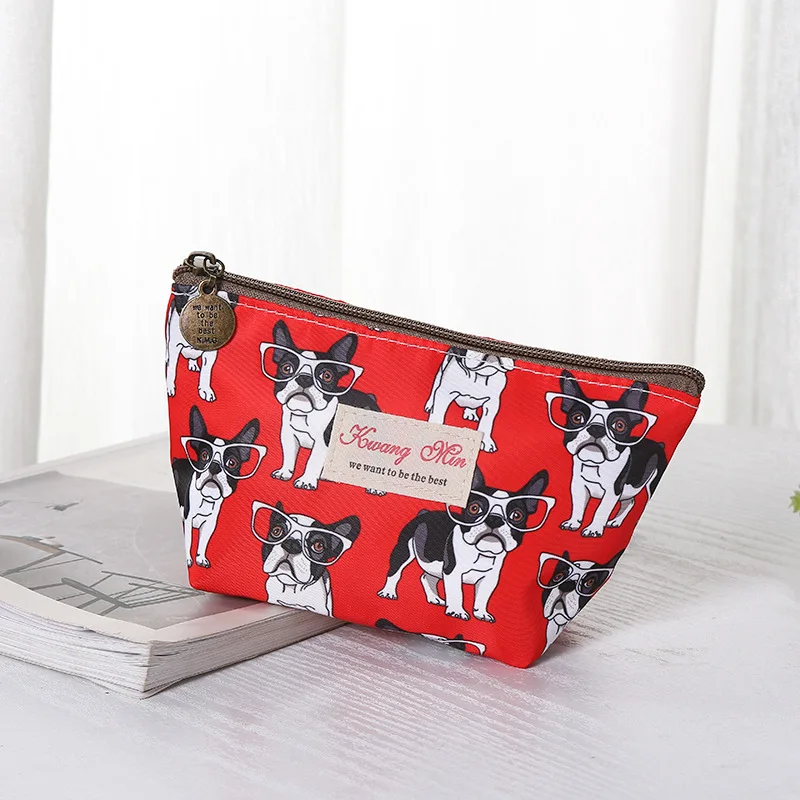 Новинка, креативные сумки для макияжа с рисунком милой собаки и кошки, косметичка для путешествий, дамская сумка с карманами, Женская водонепроницаемая сумка для стирки - Цвет: glasses dog S