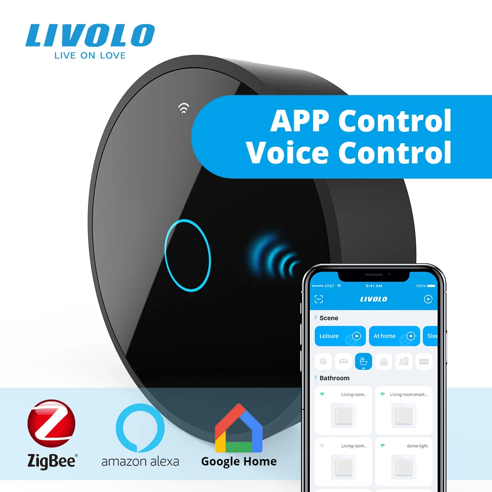 Livolo New Series Smart Movable ZigBee GatewaySmart WiFi Controller by SmartPhonegoogle homealexaechoWork With smart Switch