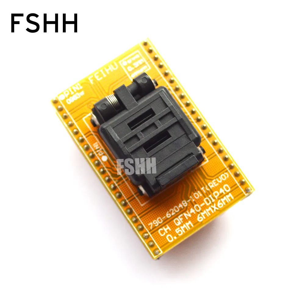 Clam-Shell Socket QFN40 Adapter WSON40 DFN40 MLF40 QFN40-DIP40 Programming Adapter Size=6x6mm Pitch=0.5mm Clam-Shell Socket QFN40 Adapter WSON40 DFN40 MLF40 QFN40-DIP40 Programming Adapter Size=6x6mm Pitch=0.5mm