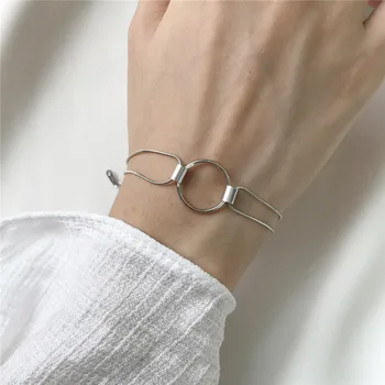 

RUIYI S925 Sterling Silver Bracelets Geometric Circle Charm Snake Link Chain Bracelets Elegant Women Lovers Gifts Fine Jewelry