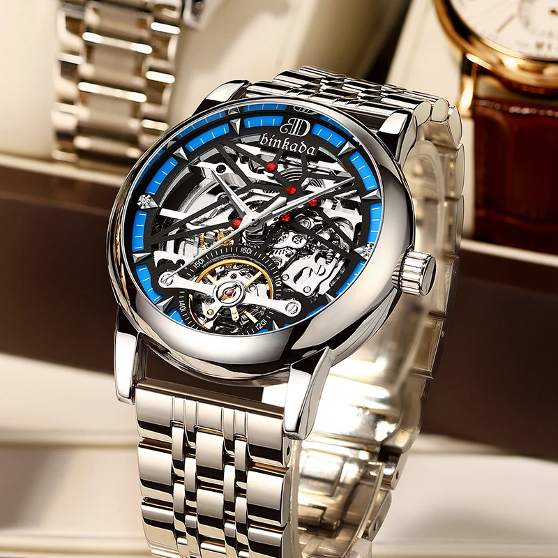 Binkada reloj automático para hombre, pulsera de marca famosa para negocios, tendencia luminosa, novedad de mecánicos| - AliExpress