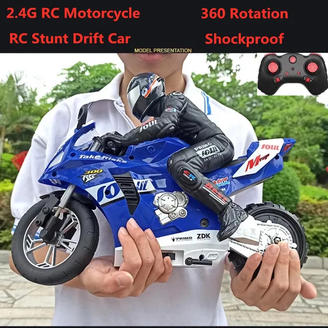 2.4G High Speed RC Stunt Motorbike 360 degree Rotation Stunt Drift Car Shockproof  Auto Balance Racing Motorbike RC  Motorcycle 1