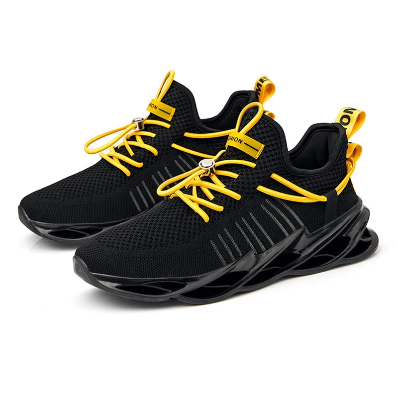 Black Осенняя обувь для отдыха; тканая сетчатая обувь для мужчин; дышащая Спортивная обувь для бега; большие размеры; Молодежная Обувь На Шнуровке; кроссовки для путешествий - Цвет: Black