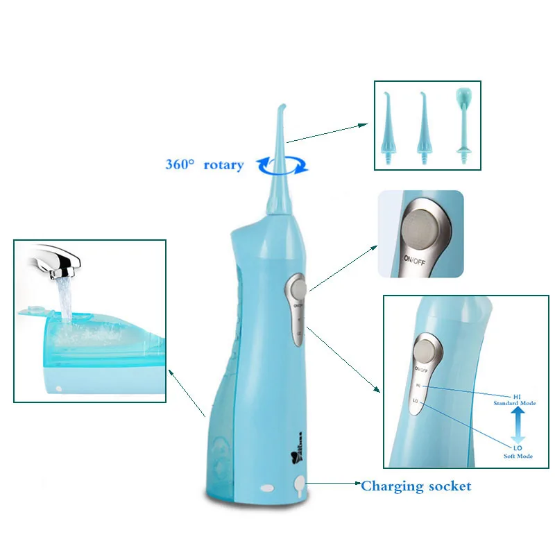 1 kit Dental Teeth Irrigator Water Flosser Portable Oral Caring Irrigation 5