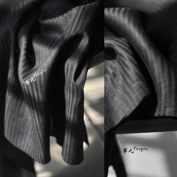 

Black Stripe Soft Fashion Luxury Linen Fabrics Thin and Light Solid Color Chiffon Design Vestido Fresas Sewing Supplies EC50ML