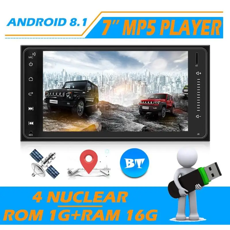 7 дюймов Android 8,1 автомобильный стерео gps Bluetooth AM FM RDS MP5 плеер для Toyota