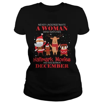 

Never Underestimate A December Woman Watches Movies Women's T-Shirt
