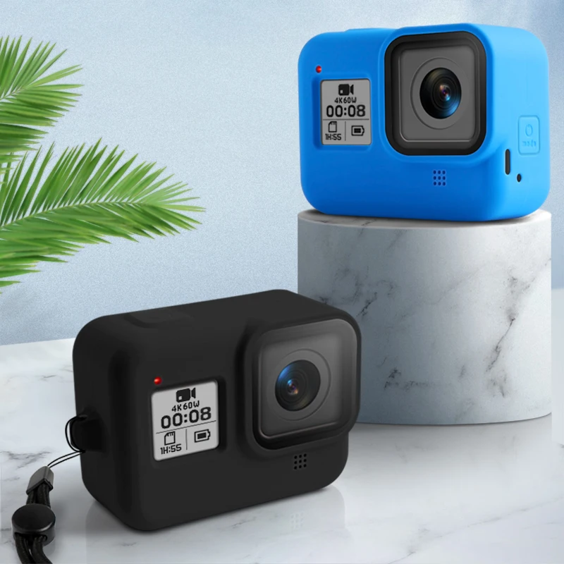 Мягкий силиконовый защитный чехол с веревкой для GoPro Hero 8, Черная Спортивная Экшн-камера для Gopro, аксессуары