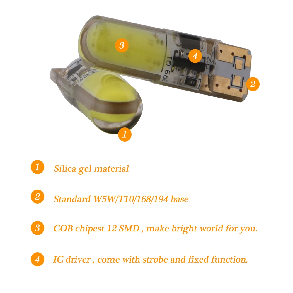 10X w5w 12V COB 12SMD T10 кремнезем постоянно яркий+ стробоскоп мигающий сигнал Автомобильный светодиодный светильник поворота белый автоматический светильник две модели белый