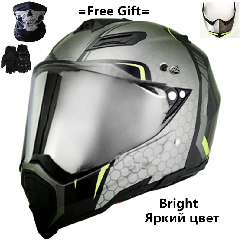 Полный уход за кожей лица Cascos Para Moto rcycle шлем Мотокросс Capacete для гонок горные акулы Профессиональный DOT утвержден - Цвет: 686c-22-silver