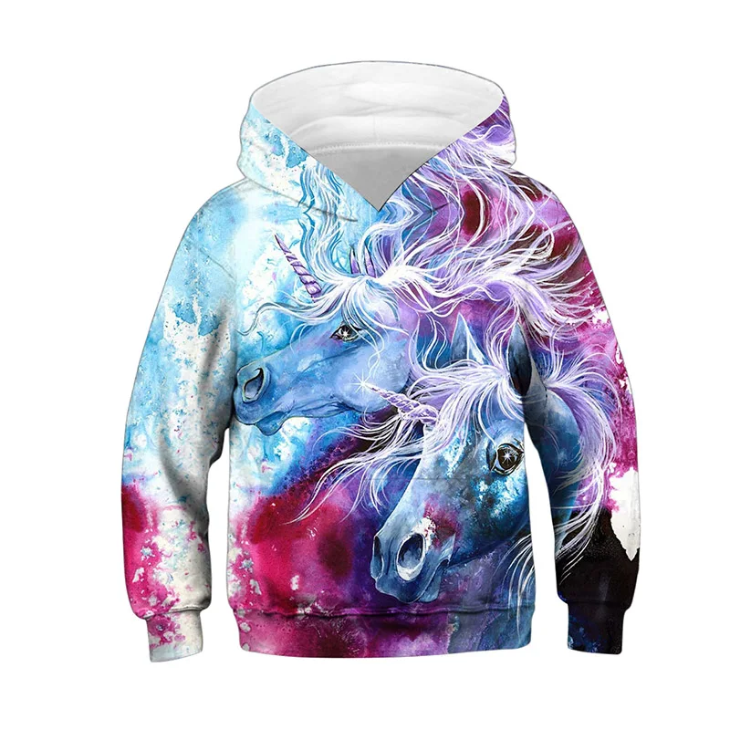  Unicorn Hoodie Kids 3D Print Sweatshirt Spring Autumn Boys Hoodies Teen 10 12 Years Unicorn Sweatsh